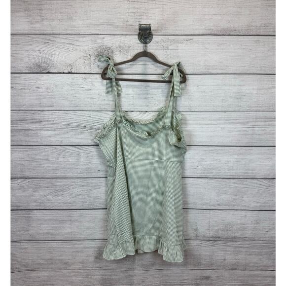 Lola May Plus Size Sage & White Gingham Sleeveless Mini Dress Size 24 - Picture 9 of 9